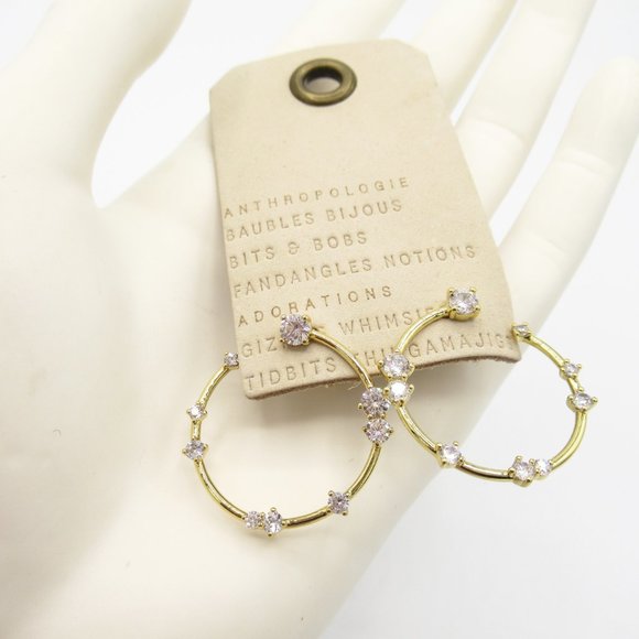 Anthropologie Delicate Crystal Circle Hoop Earrings - Picture 5 of 5